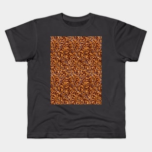 William Morris Willow Boughs Recolored Orange on Red Kids T-Shirt